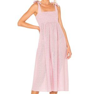 Marysia Sicily Pink Eyelet Sheer Bow Tie Shoulder Dress M Very Good Condition